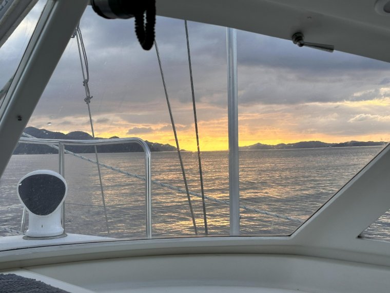 Seeing the sunset up Goletas Channel - our future route around the top Seeing the sunset up Goletas Channel - our future route around the top