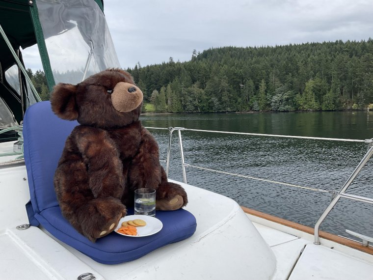 Benjy enjoys sundowners on the Quarterdeck